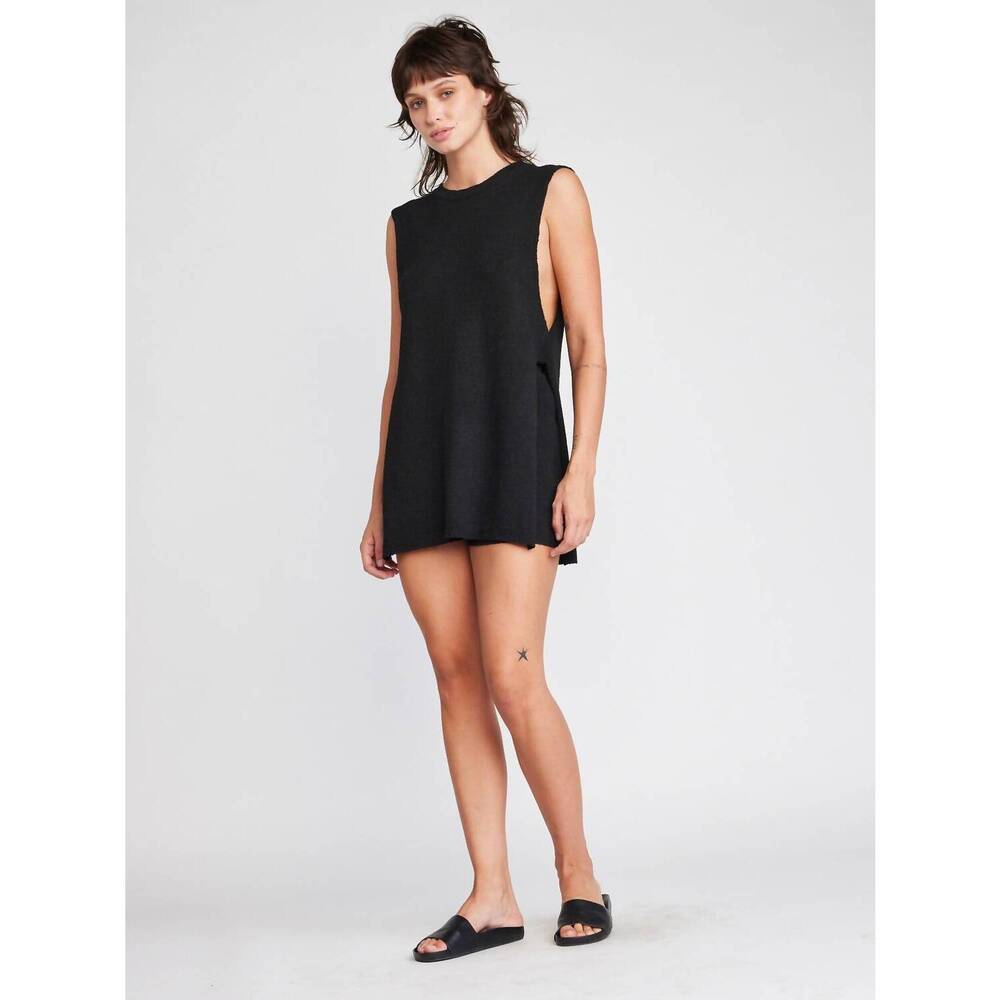 NEW SELF CONTRAST shivani tank tunic top in black